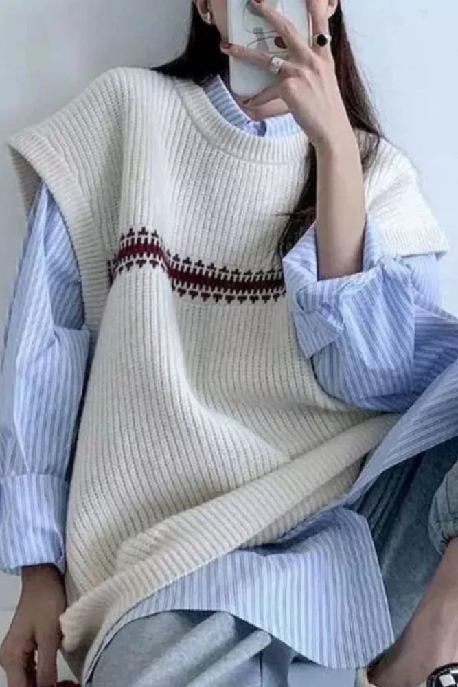 Women Harajuku Oversize Knit Sweater Vest