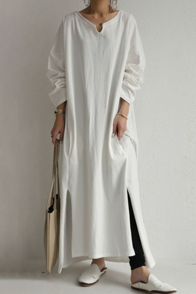 Women's Fashion Irregular Plain Simple Maxi Dress
