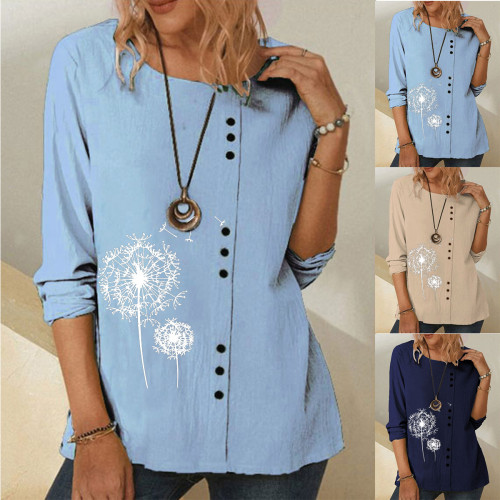 Women's Fashion Printed Casual Round Neck Tops