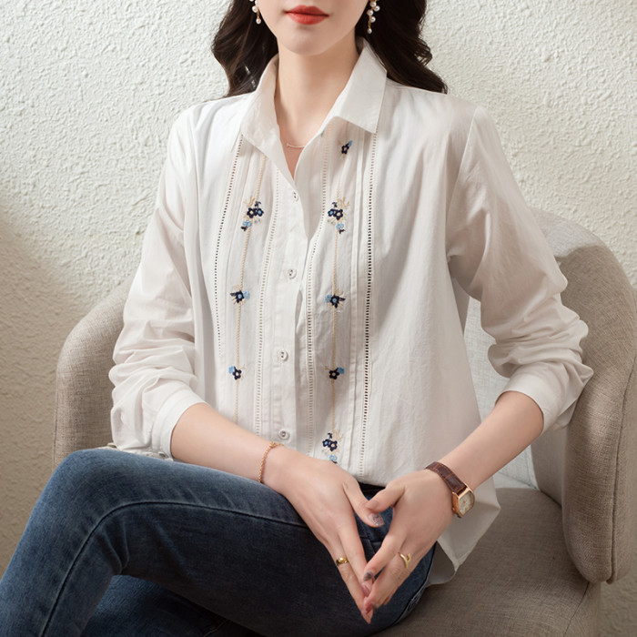 Fashion Versatile Casual Embroidered Blouses&Shirts