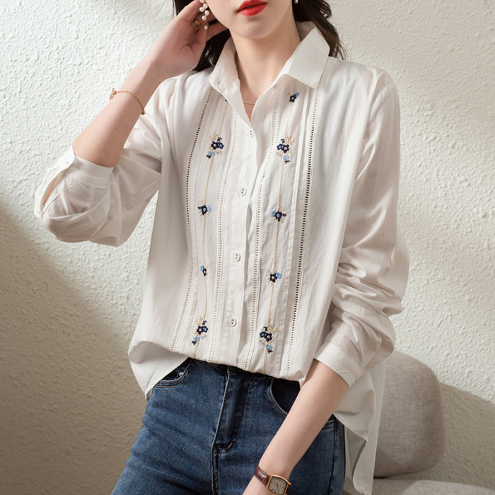 Fashion Versatile Casual Embroidered Blouses&Shirts