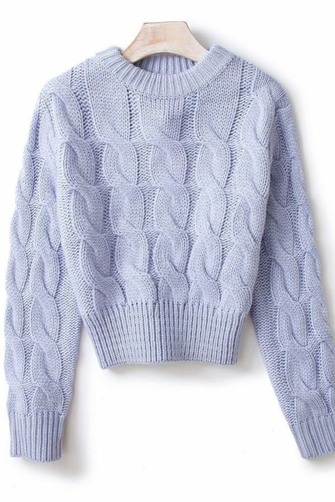 Women Solid Fashion Twist Knit Sweaters