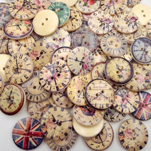 50pcs 2cm Retro Round Wooden Buttons Handmade Diy Decoration