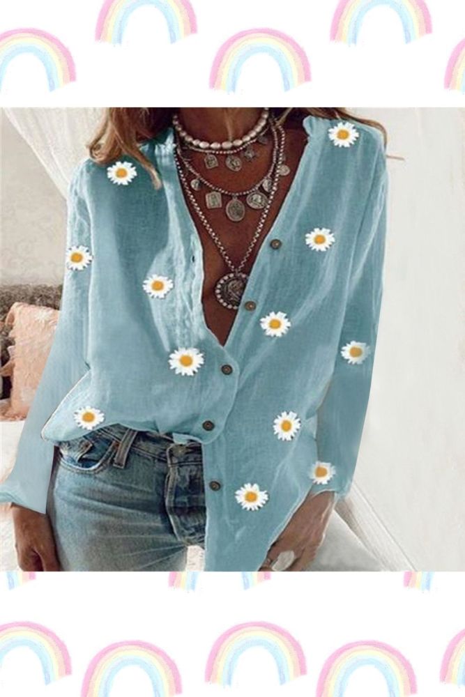 Women Vintage Loose Oversize Floral Print Shirts