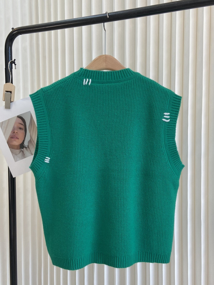 Women Fashion V-neck Loose Solid Sweater Vest