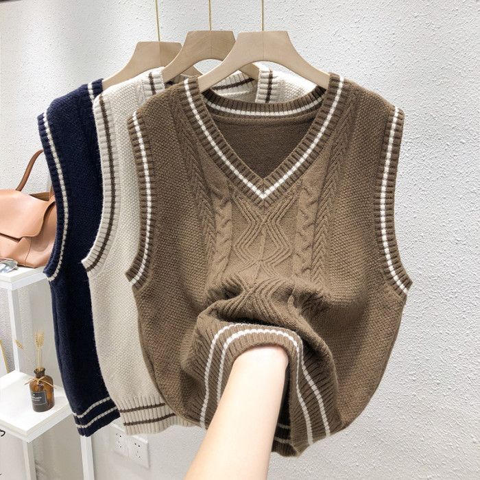 Women Fashion Casual V Neck Knitted Vest