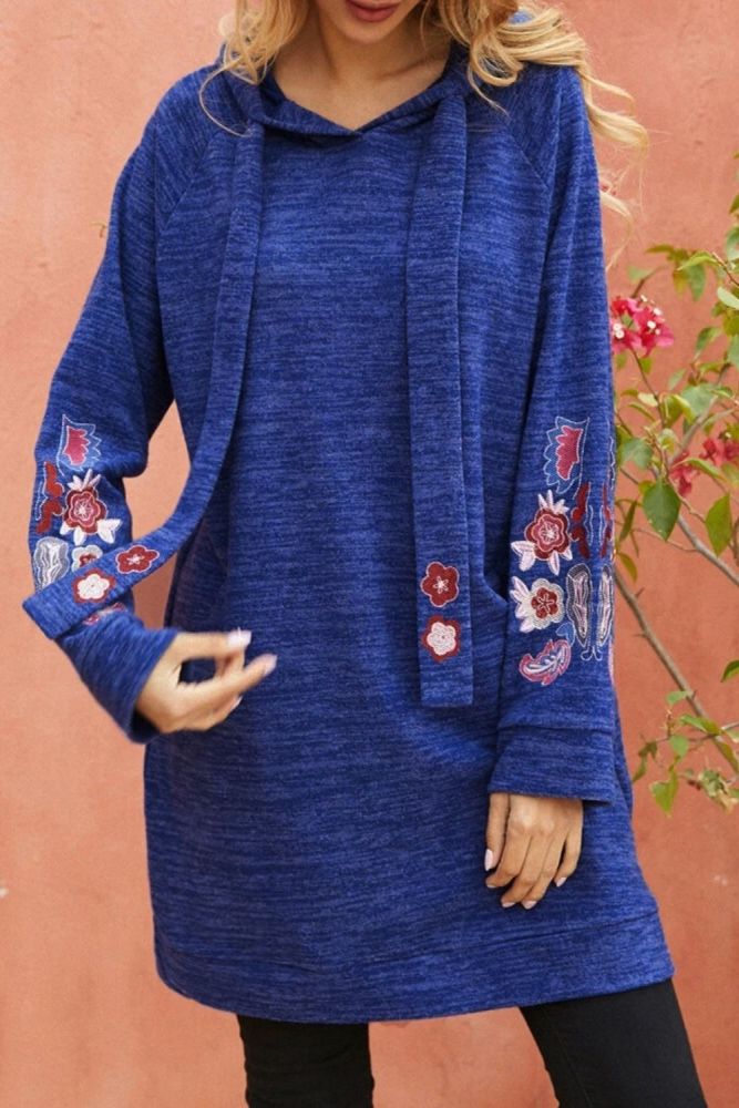 Women Loose Long Sleeves Embroidery Pullovers Sweatshirt