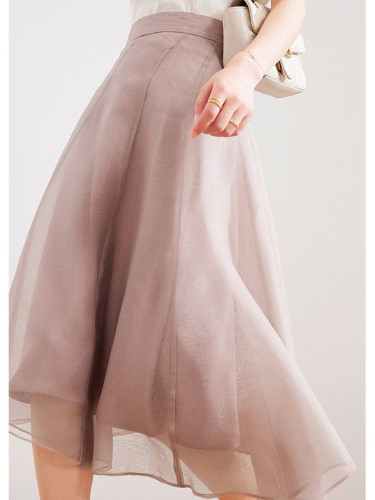 Fashion Casual Solid Color Pleated Skirt