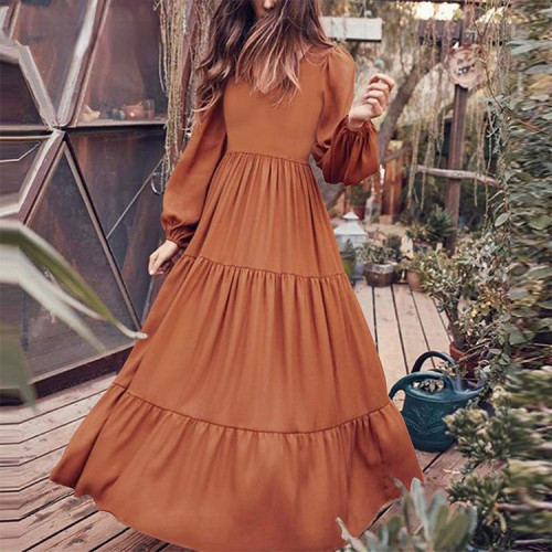 Fashion Simple Party Dating Office Solid Color  Maxi Dress