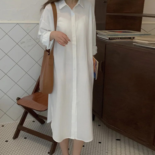 Women's Elegant Casual Fashion Shirt Loose Rest Vintage  Maxi Dress