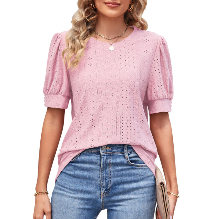 Sexy Mesh Casual V-Neck Hollow Out T-shirts