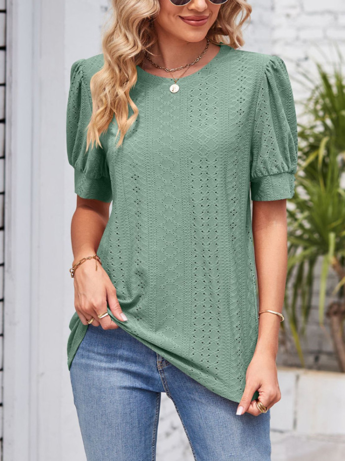 Sexy Mesh Casual V-Neck Hollow Out T-shirts