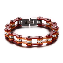 Stainless Steel Motorcycle Chain Crystal Bracelet for Amazon