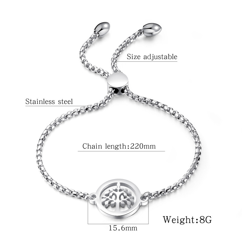 Wholesale Stainless Steel Tree of Life Adjustable Bracelet