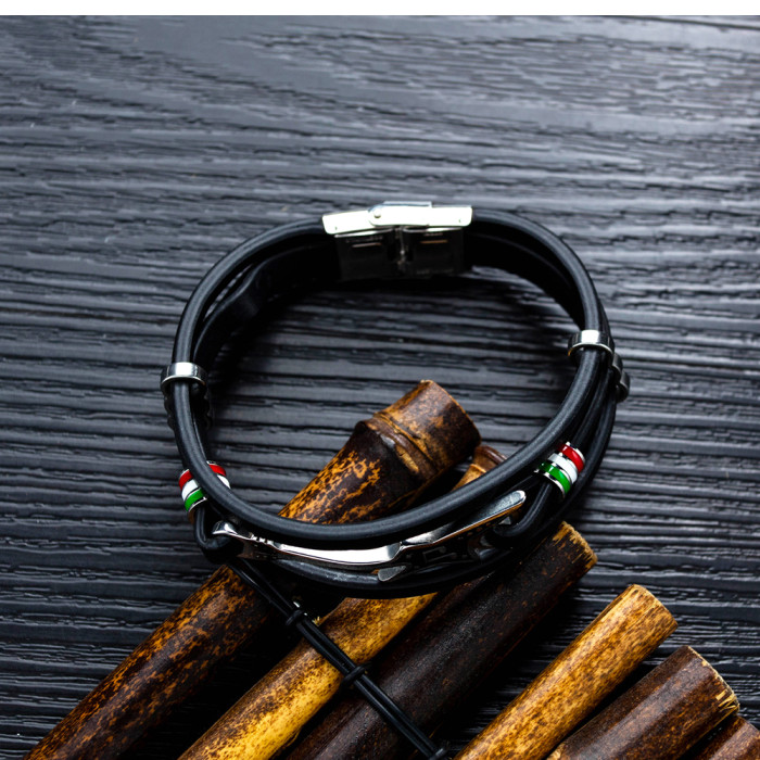 Wholesale Steel Mens Leather Bracelet with Guitar
