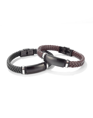 Wholesale Stainless Steel Personalized Men’s Braided Black Leather Bracelet
