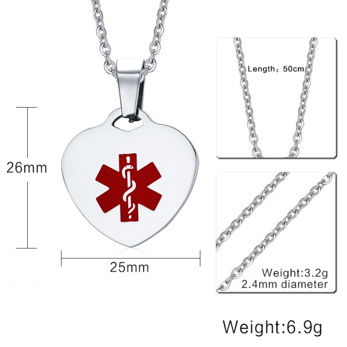 Stainless Steel Medical Heart Pendant