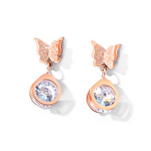 Women's Butterfly Ear Studs Rose Gold Stainless Steel Wholesale
