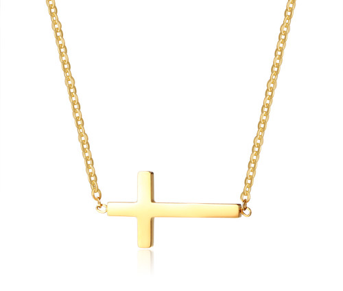 Wholesale Womens Stainless Steel Horizontal Cross Necklace