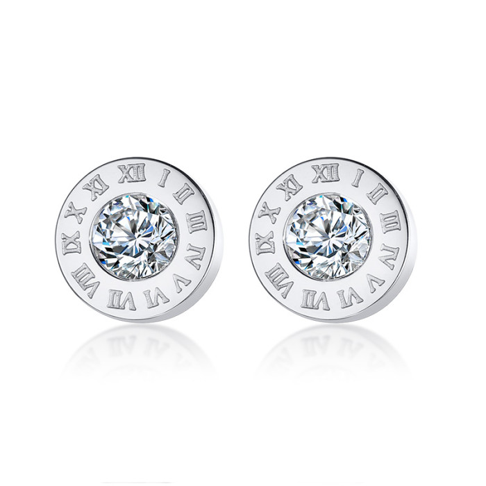 Wholesale Stainless Steel Round CZ Solitaire Stud Earrings