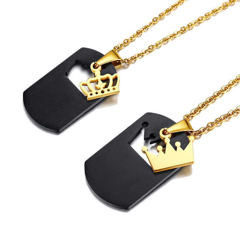Stainless Steel Crown Matching Couple Pendant Wholesale