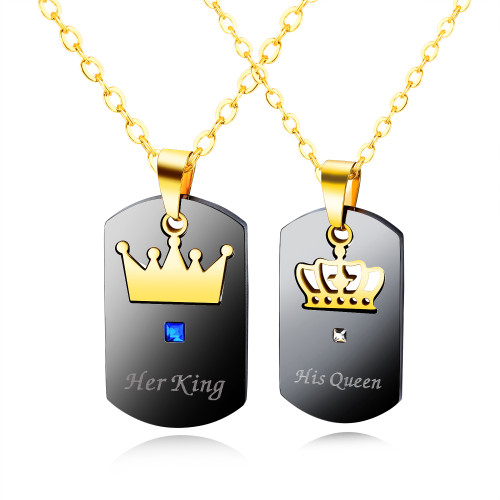 Wholesale Stainless Steel Her King His Queen Necklaces