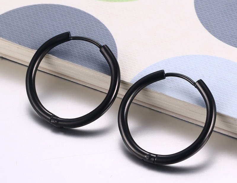 Wholesale Black Stainless Steel Hoop Earrings