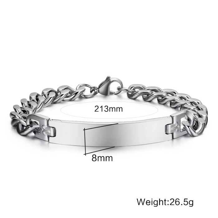 Stainless Steel Blank ID Tag Bracelet Accessories