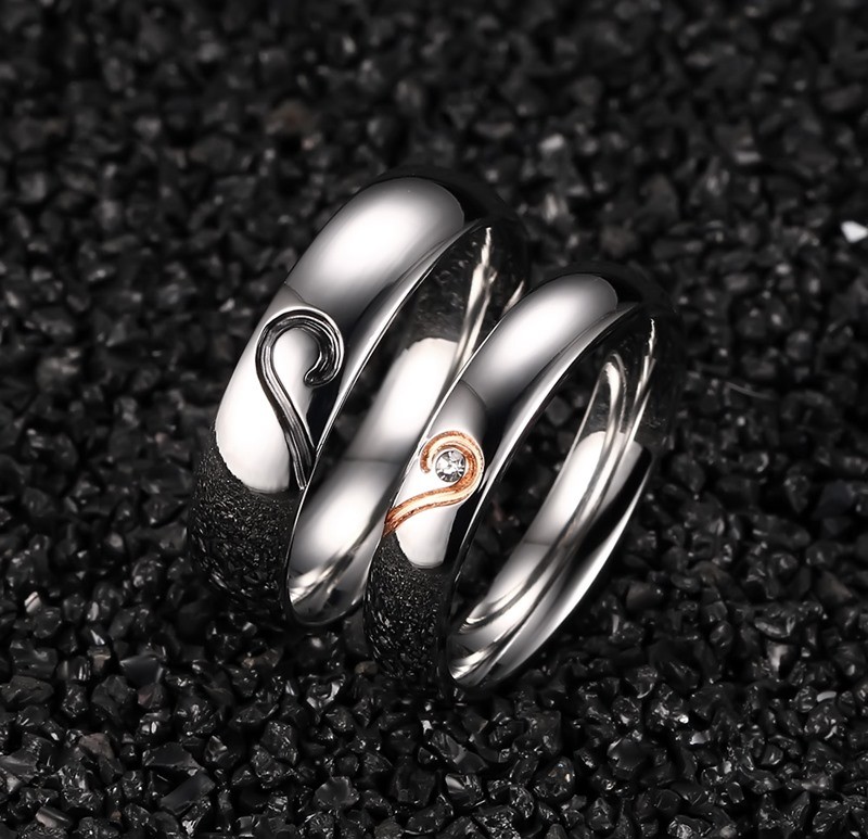 Stainless Steel Wedding Ring Engagement Ring Band Set