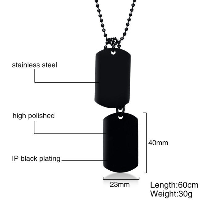Wholesale Stainless Steel Black Dog Tag Jewelry