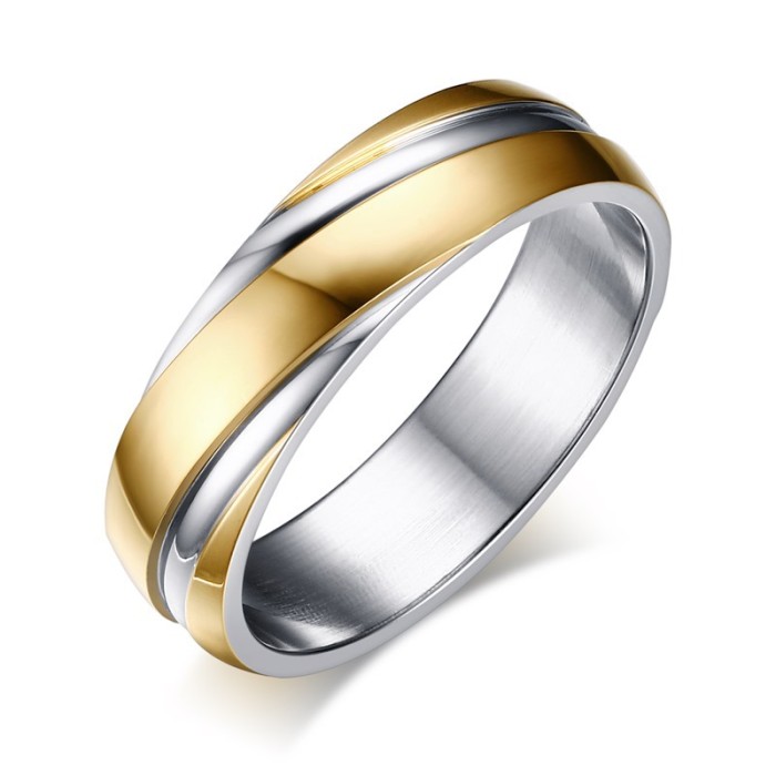 Wholesale Mens Gold Steel Wedding Bands