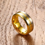 IP Gold Tungsten Ring with Groove for Her Wholesale