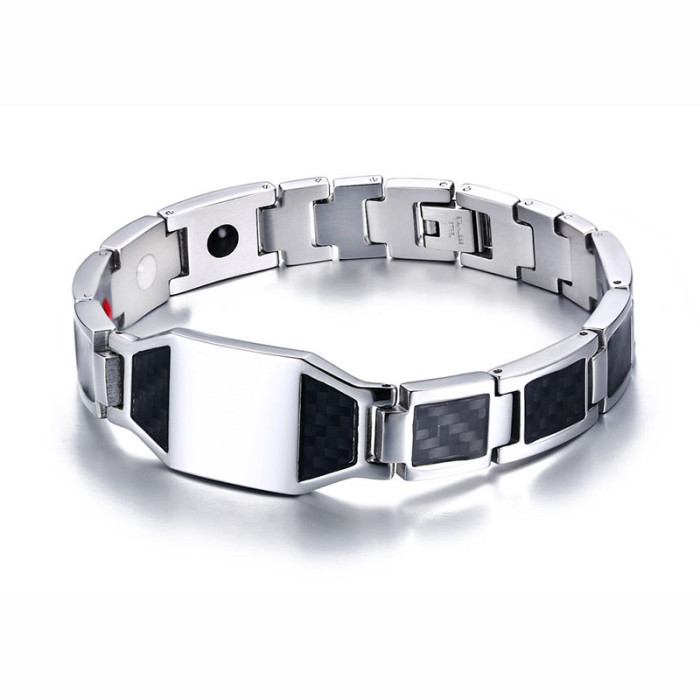 Wholesale Stainless Steel Carbon Fiber Magnetic Therapy Bracelets