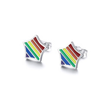 Wholesale Stainless Steel Star Rainbow Pride Earrings