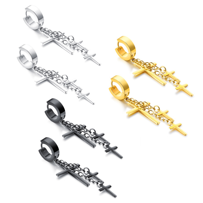 Wholesale Stainless Steel Dangle Cross Earrings