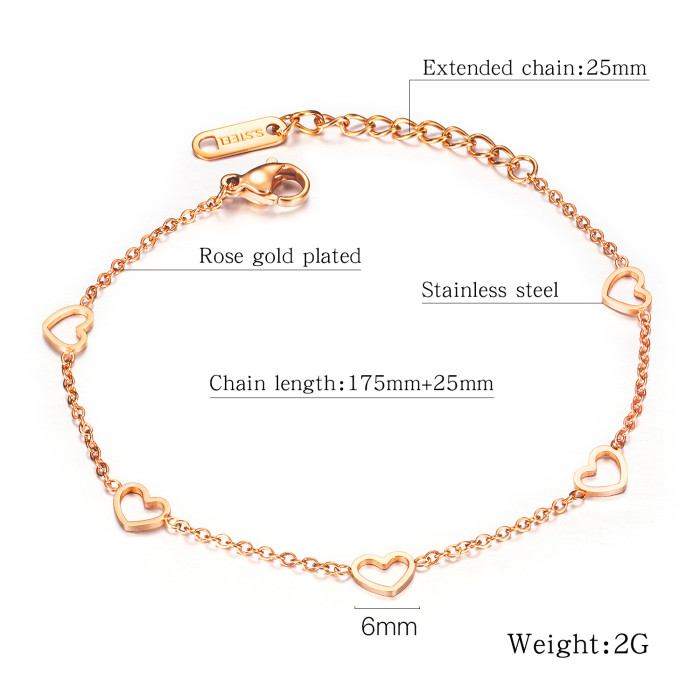 Heart Linked Stainless Steel Bracelet Wholesale