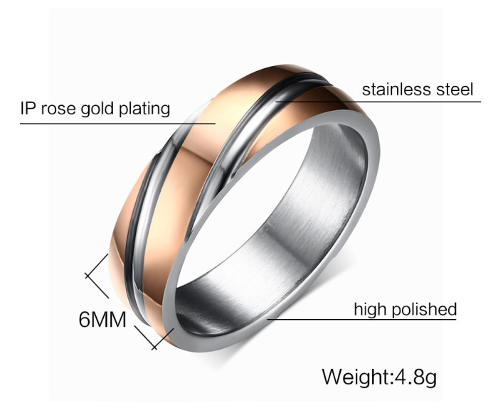 Women Rose Gold Stainless Steel Ring