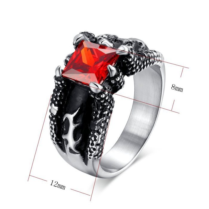 Stainless Steel Claw CZ Biker Rings for Men