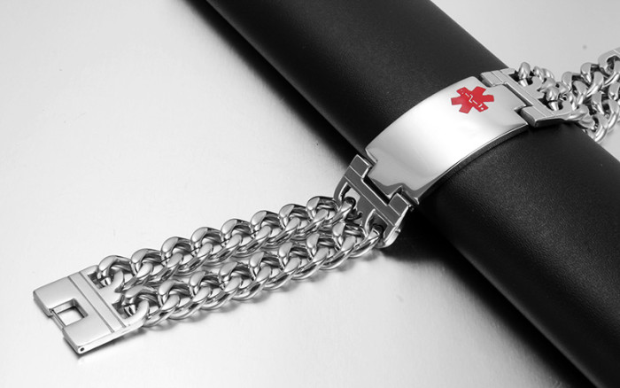 Stainless Steel Double Chain Medical Bracelets for Women