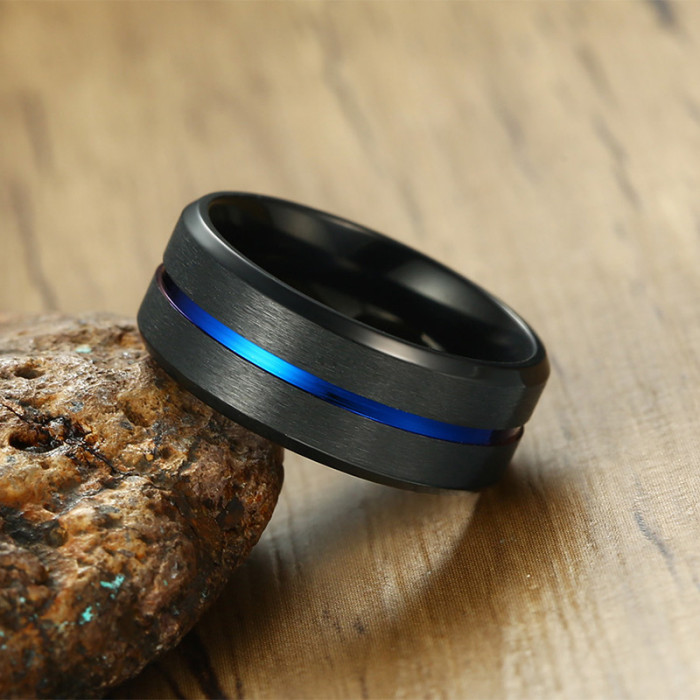 Wholesale Mens Stainless Steel Black Ring Band