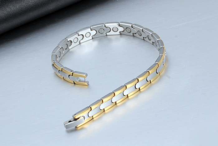 Gold Edge Puzzl Stainless Steel Magnetic Bracelets for Arthritis