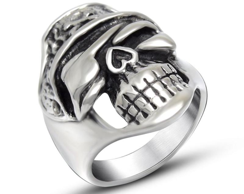 Wholesale Stainless Steel One-Eyed Jacks Skull Ring for Sale