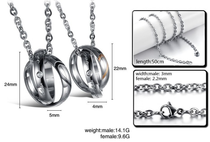 Stainless Steel Real Love Couple Pendant Design