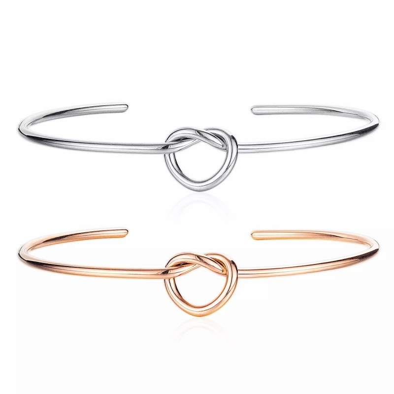 Wholesale Stainless Steel Simple Love Knot Cuff Bracelet For Women