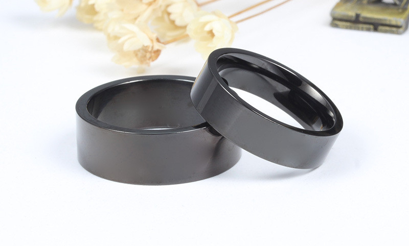Stainless Steel Mens Black Name Wedding Ring Jewelry