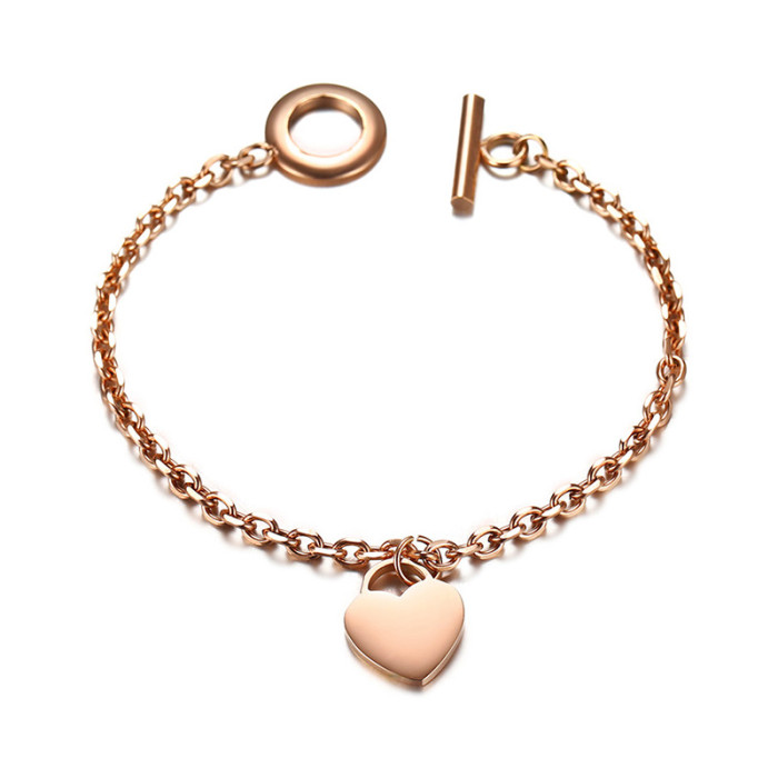 Wholesale Stainless Steel Chain Bracelet with Heart Charm