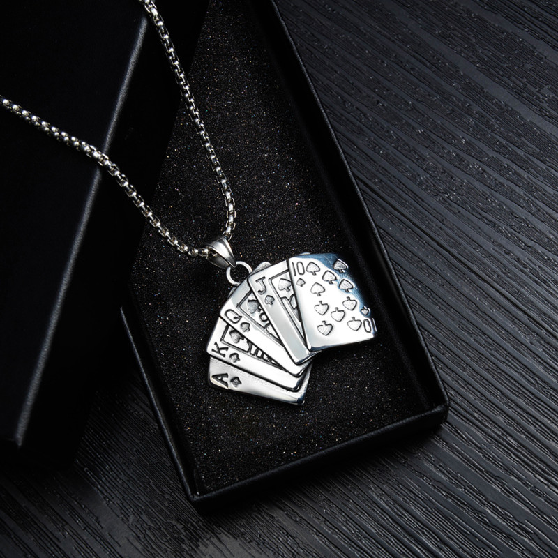 Wholesale Stainless Steel Playing Card Pendants Necklace