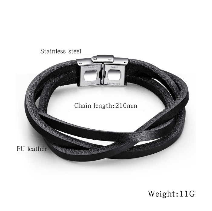 Wholesale Stainless Steel Multi Strand Leather Bracelet Etsy
