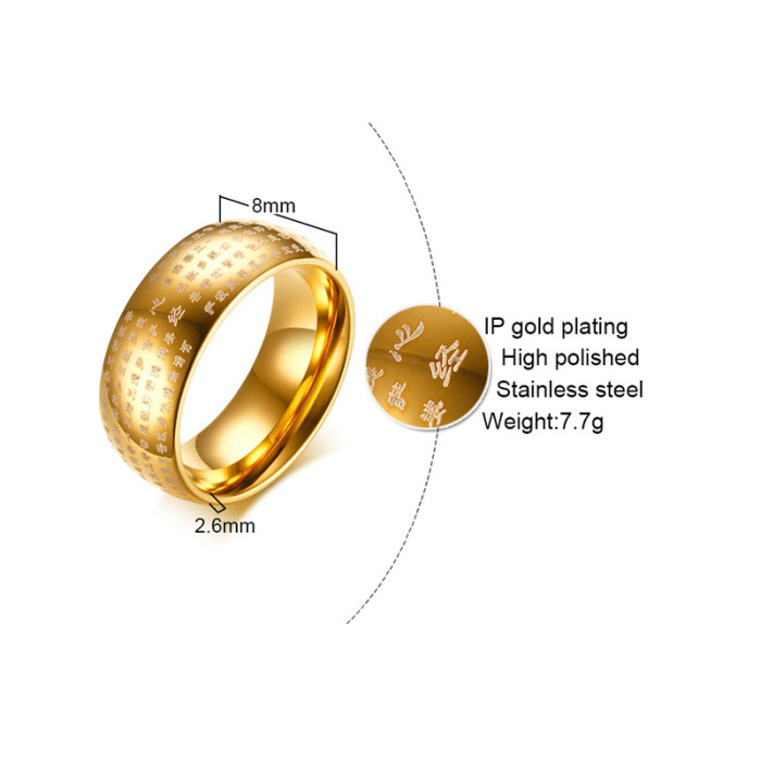 Wholesale Stainless Steel Male Gold Plated Wedding Bands