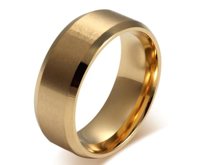 Stainless Steel 8mm Gold Wedding Band